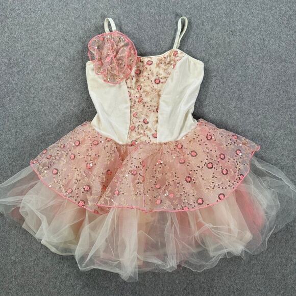 Revolution Dance Costume Tutu Size MC Style # RC25796 Beige Pink Embroidered - Picture 1 of 10